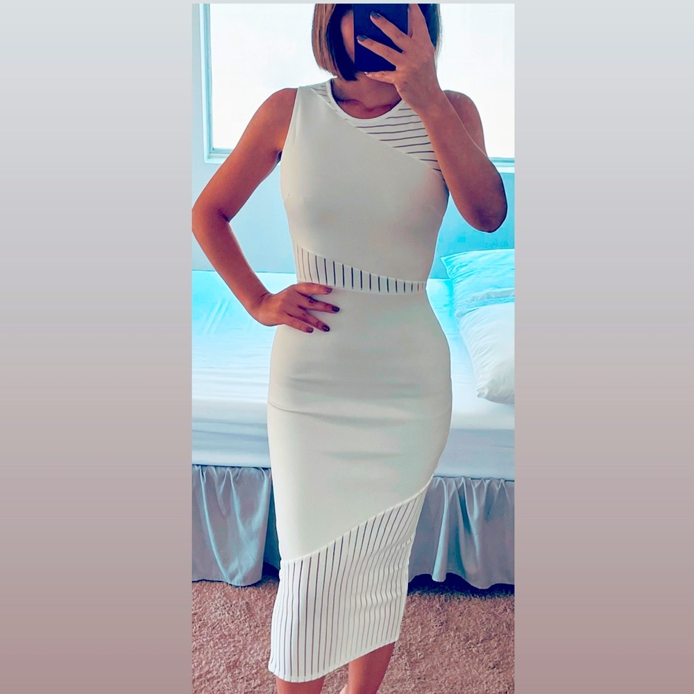 White bodycon midi dress